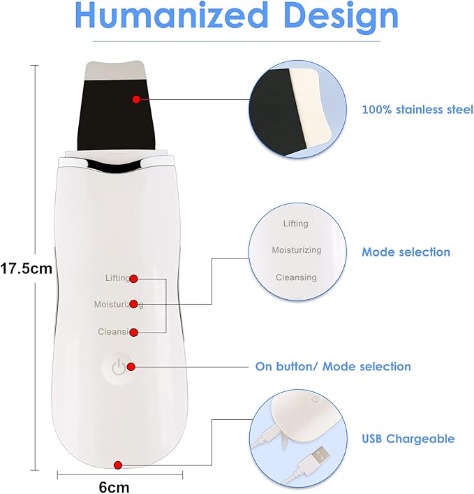3-in-1 Ultrasonic Facial Skin Scrubber