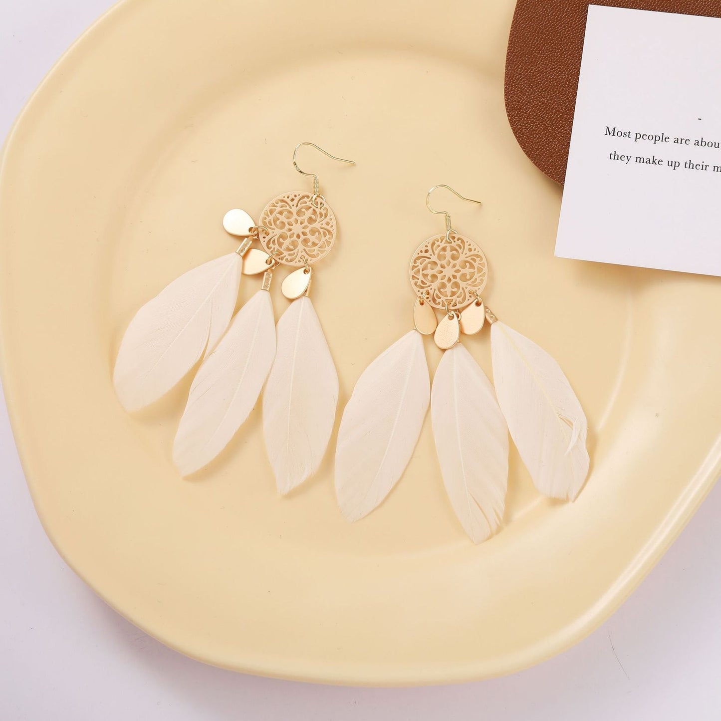 Tassel feather earrings
