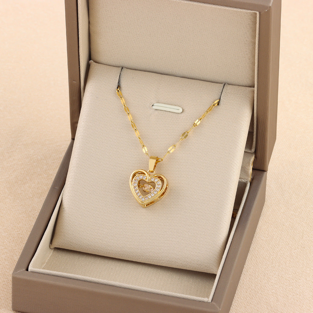 Explosions Korean double smart love pendant titanium steel necklace