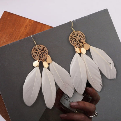 Tassel feather earrings