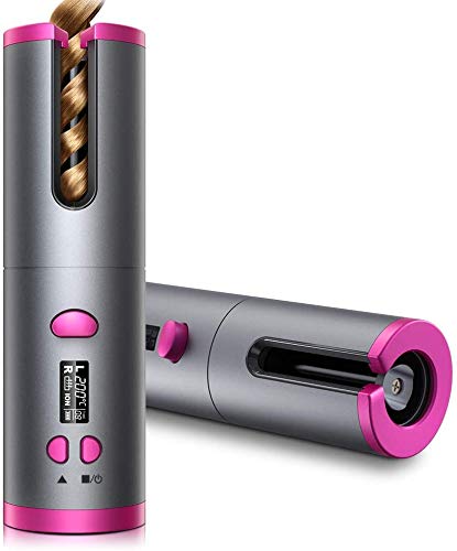 Cordless Auto Curling Wand – 5000mAh USB Hair Styler LCD