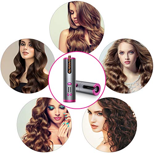 Cordless Auto Curling Wand – 5000mAh USB Hair Styler LCD