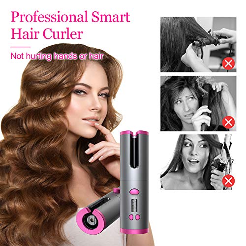 Cordless Auto Curling Wand – 5000mAh USB Hair Styler LCD