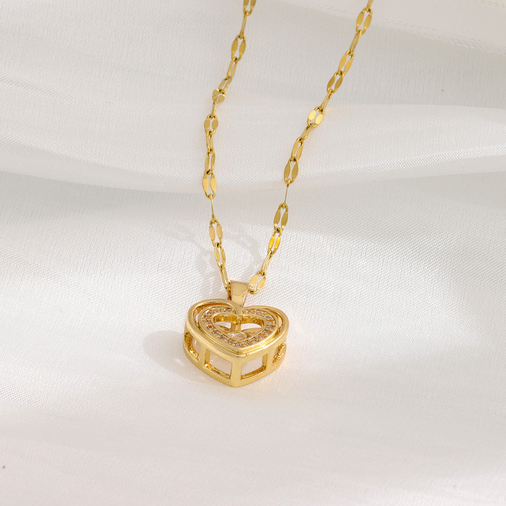 Explosions Korean double smart love pendant titanium steel necklace