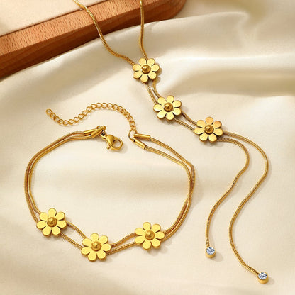 European & American three-dimensional flower tassel round snake chain
