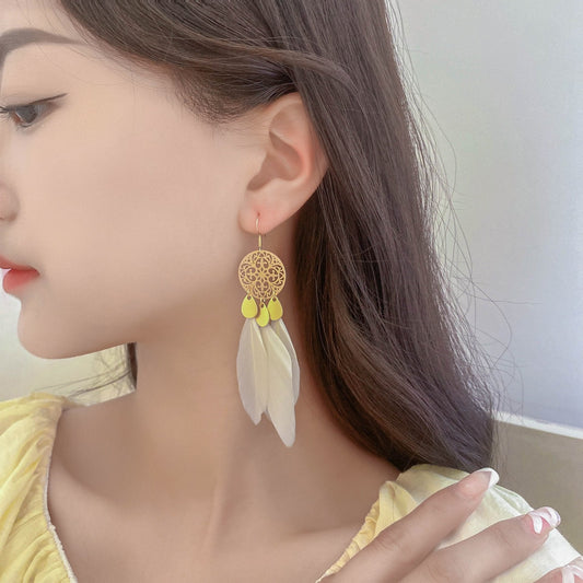 Tassel feather earrings
