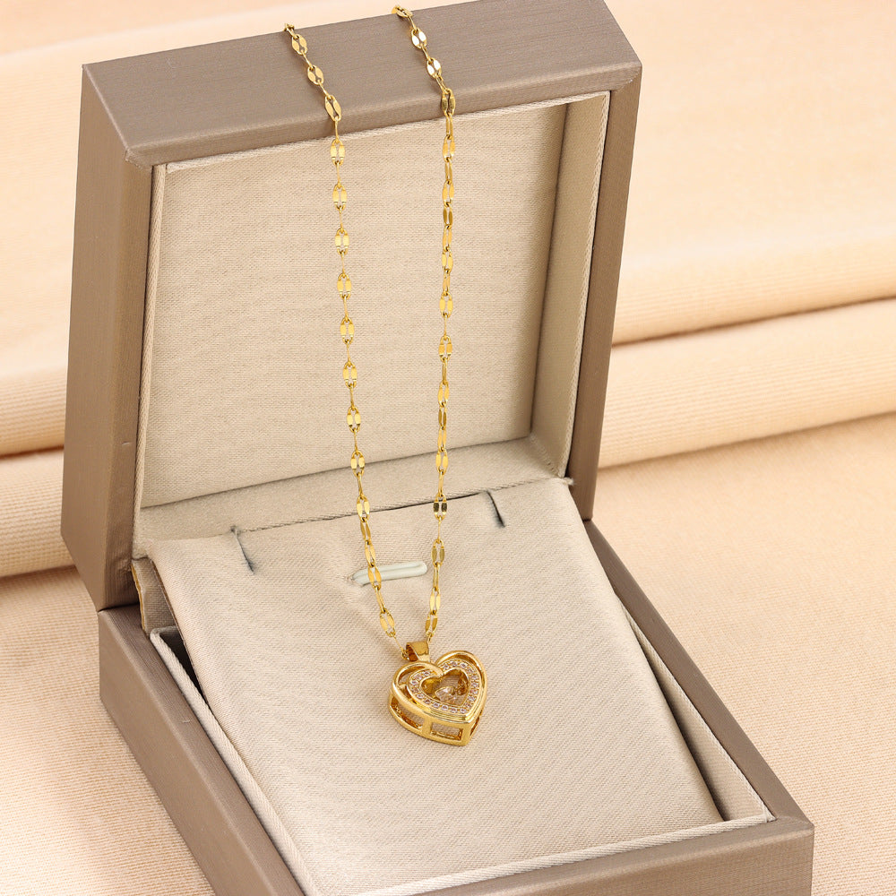 Explosions Korean double smart love pendant titanium steel necklace