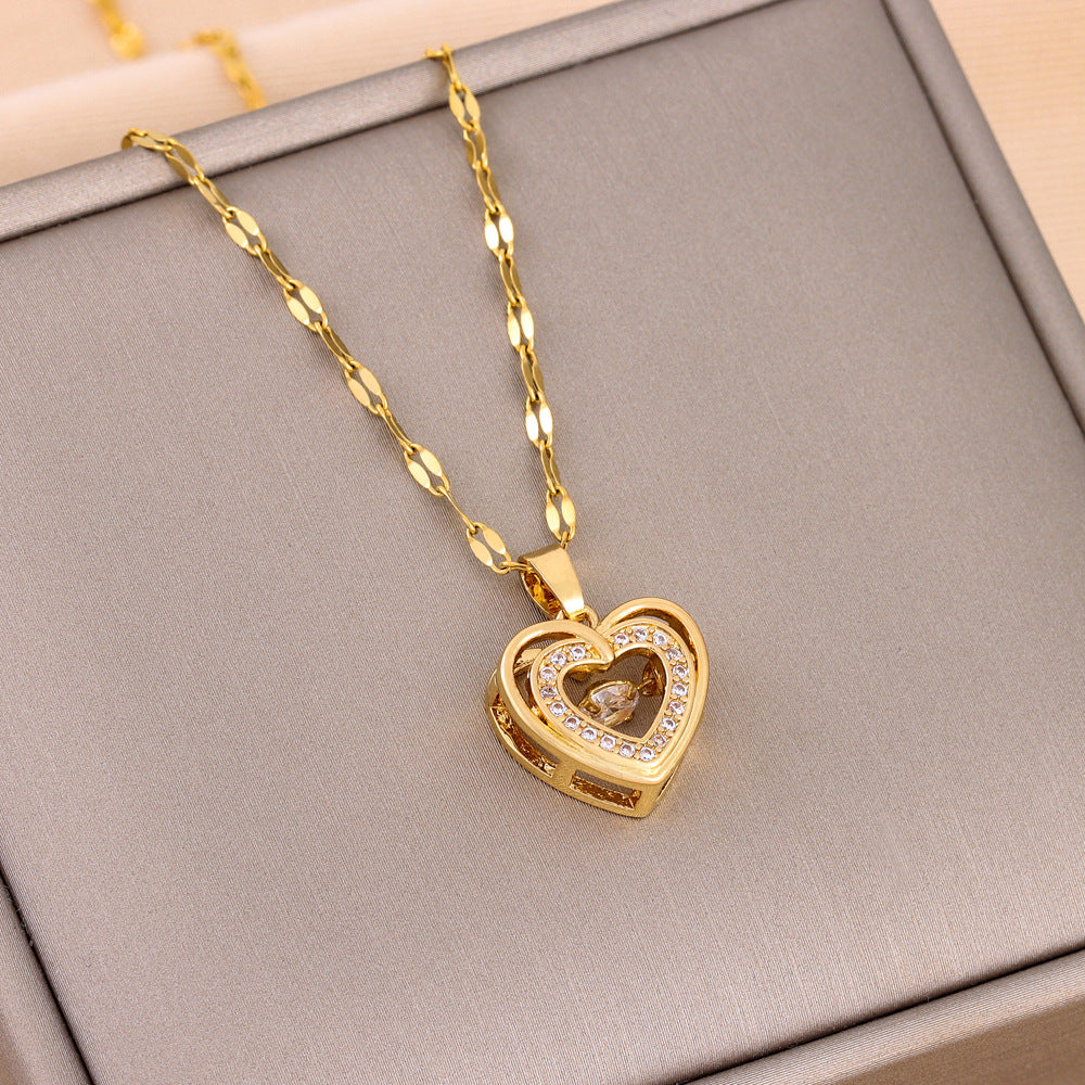 Explosions Korean double smart love pendant titanium steel necklace