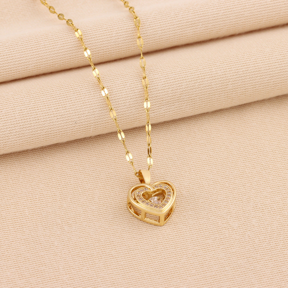 Explosions Korean double smart love pendant titanium steel necklace