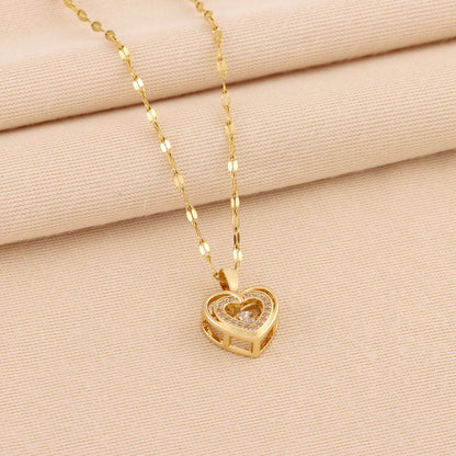 Explosions Korean double smart love pendant titanium steel necklace
