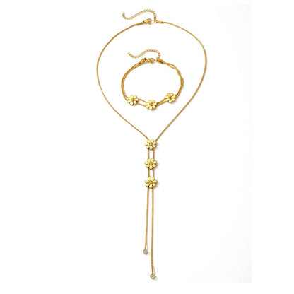 European & American three-dimensional flower tassel round snake chain