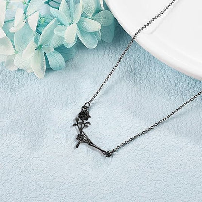 Retro Fashion Hand Rose Pendant Necklace